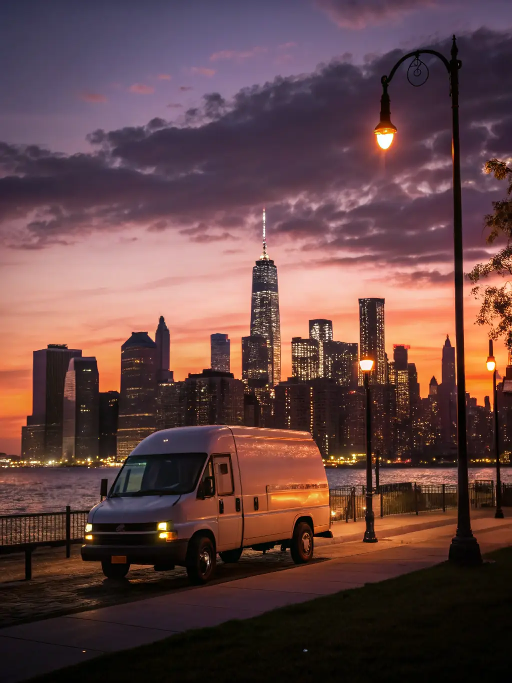 A courier vehicle delivering packages through city streets, with a focus on speed and efficiency, showcasing On My Way Courier Service's local delivery capabilities.